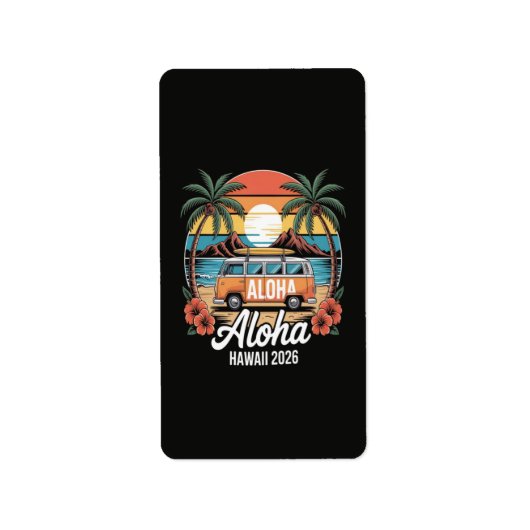 Étiquette Aloha Hawaï 2026 (Devant)
