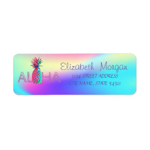 Étiquette Aloha Hawaïen Holographique Ananas