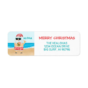 Étiquette Aloha Hawaiian Père Noël Beach Adresse de Noël