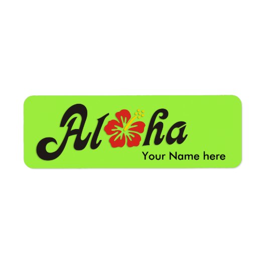 Étiquette Aloha Hibiscus - plat design Hawaii + vos idées (Devant)
