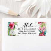 Étiquette Aloha Tropical Floral Wreath Luau Wedding Party (En situation)