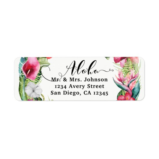 Étiquette Aloha Tropical Floral Wreath Luau Wedding Party (Devant)