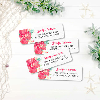 Étiquette Aloha Tropical Hibiscus Adresse de retour