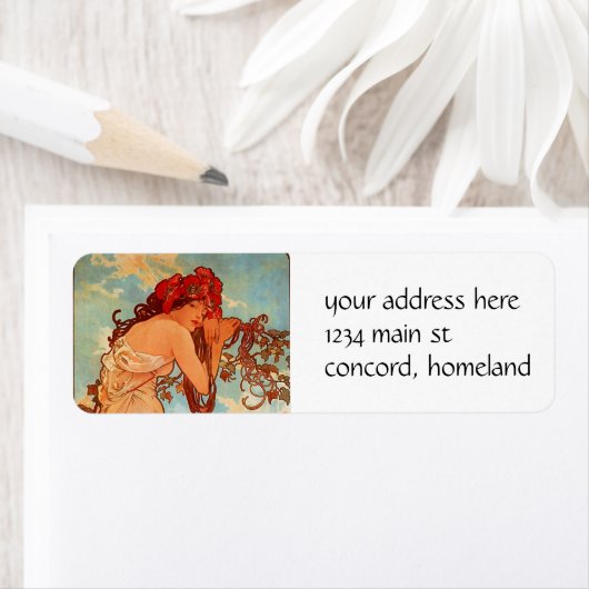 Étiquette Alphons Mucha été (En situation)