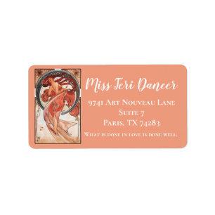 Étiquette Alphonse Mucha Dance 1898 Art Nouveau Vintage