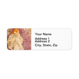 Étiquette Alphonse Mucha La Dame Aux Camelias : Art Nouveau