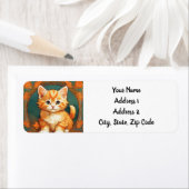 Étiquette Alphonse Mucha Style Chat orange (En situation)