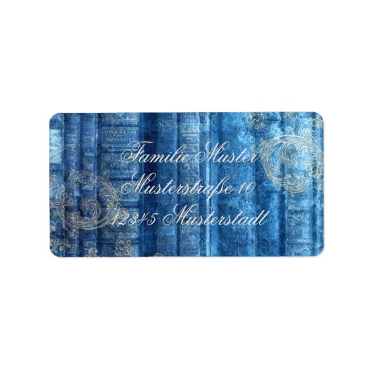 Étiquette Alte Bücher - goldene Ornamente - blau | (Devant)
