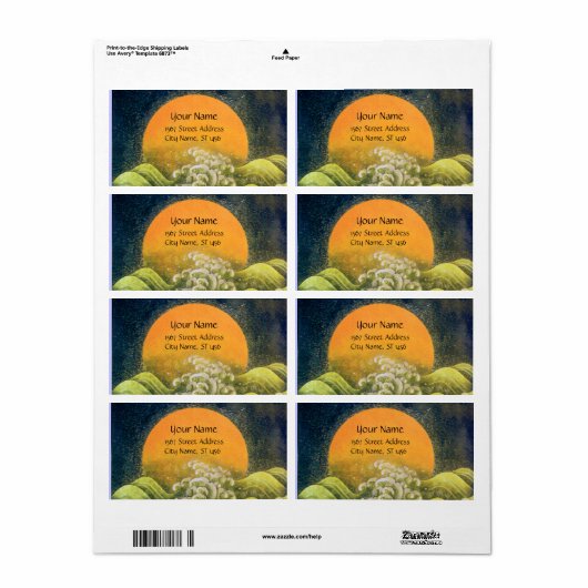 Étiquette AMATERASU, GODDESS SOLEIL Jaune clair Vert (Feuille entière)