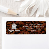 Étiquette Amateur de café, Coupe blanche/haricots Brown (En situation)