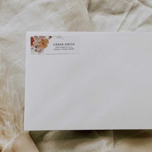 Étiquette AMBER feuillage de chute rustique citrouille adres