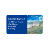 Étiquette Ambiance de l'aquarelle du paysage du lac Morning (Devant)