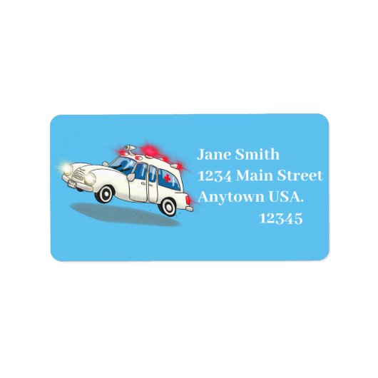 Étiquette Ambulance de dessin (Devant)