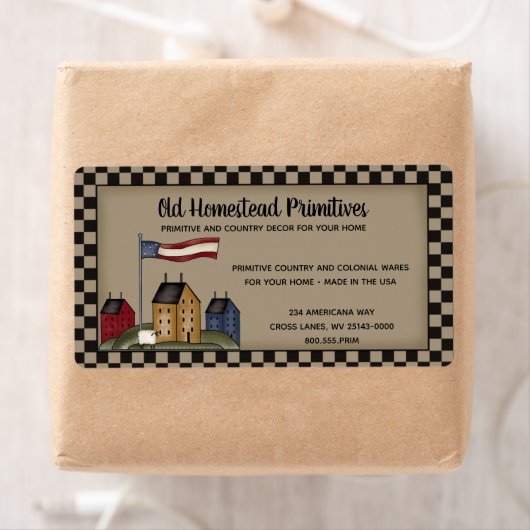 Étiquette Américaine Saltbox Primitive Campagne Rustique (En situation)