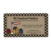 Étiquette Américaine Saltbox Primitive Campagne Rustique (Devant)