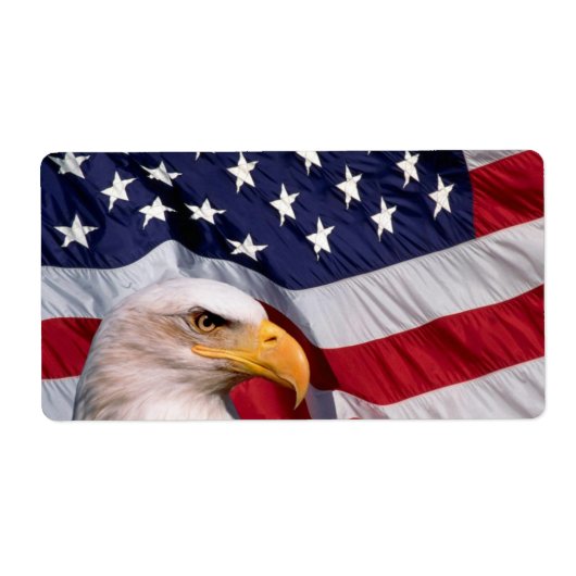 Étiquette American Bald Eagle avec Arrière - plan drapeau Ét (Devant)