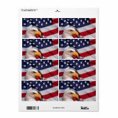 Étiquette American Bald Eagle avec Arrière - plan drapeau Ét (Feuille entière)