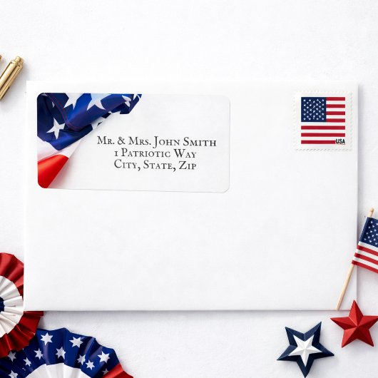Étiquette American Flag Border Return Address Label