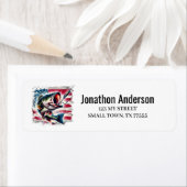 Étiquette American Flag Fishing Address Label (En situation)