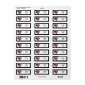Étiquette American Flag Heart (Feuille entière)