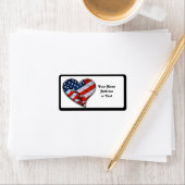 Étiquette American Flag Heart (En situation)