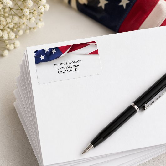Étiquette American Flag Wedding Return Address Labels