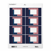 Étiquette American print marine rouge blanc rayé (Feuille entière)