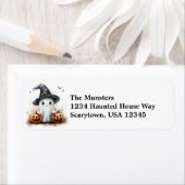 Étiquette Amical Ghost Black Witch's Casquette & Bats Hallow (En situation)