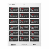 Étiquette Amour avec un coeur rouge vif - Tableau de bord (Feuille entière)