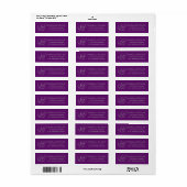 Étiquette Amour Écriture Argent Violet Adresse de Retour de (Feuille entière)