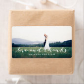 Étiquette Amour et Merci Simple Script Full Bleed Photo (En situation)