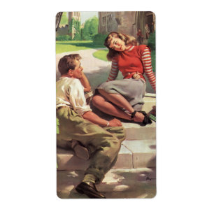 Étiquette Amour et romance vintage, Amoureux du lycée