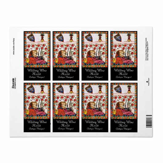 Étiquette AMOUR ÉTERNEL, Monogramme Mariage du vin (Feuille entière)