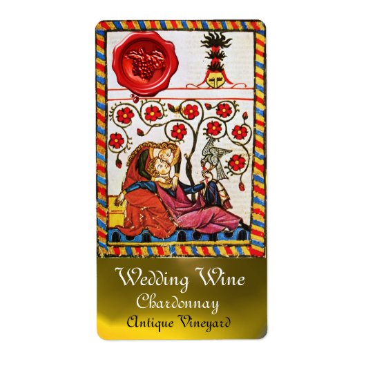 Étiquette AMOUR ÉTERNEL, SCEAU ROUGE Mariage Vin blanc (Devant)
