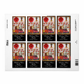 Étiquette AMOUR ÉTERNEL, Vin Mariage DE SCEAU DE CIRE ROUGE (Feuille entière)