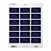 Étiquette Amour moderne - Marine (Feuille entière)