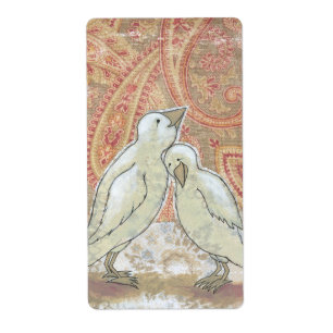Étiquette Amour parfait lunatique d'art d'oiseau de couples