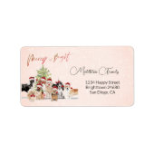 Étiquette Amoureux de les chiens de Noël Joyeux Père Noël (Devant)