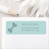 Étiquette Amoureux des animaux chien os Turquoise (En situation)