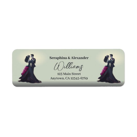 Étiquette Amoureux romantiques gothiques Mariage élégant (Devant)