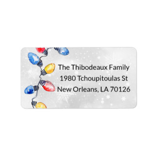 Étiquette Ampoules de Noël, Guirlandes Lumineuses, Adresse d