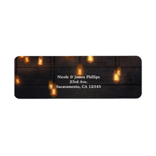 Étiquette Ampoules Suspendues Vintage Bois Rustique Mariage (Devant)