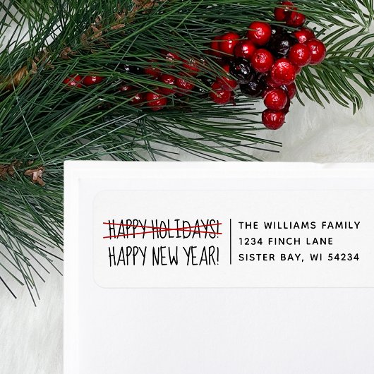 Étiquette Amusant Moderne Fin Bonne Année Adresse