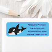 Étiquette Amusante baleine orque mignonne dessin animé (En situation)