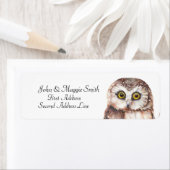 Étiquette Amusante Chouette Aquarelle Collection d'oiseaux (En situation)