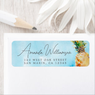 Étiquette Ananas aquarelle tropical vibrant