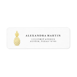 Étiquette Ananas élégant d'or