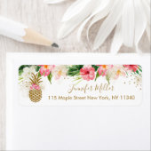 Étiquette Ananas Fête des mariées florale tropicale (En situation)
