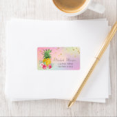 Étiquette Ananas Hibiscus Cool Foil Confetti Holographique (En situation)