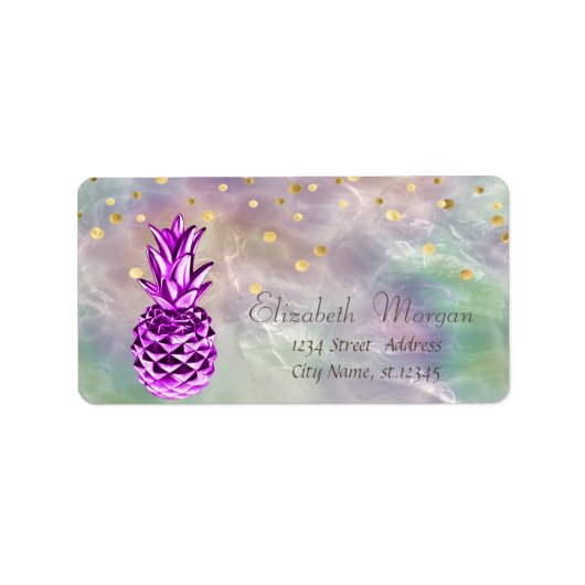 Étiquette Ananas métallisé Confetti Holographique Perle (Devant)